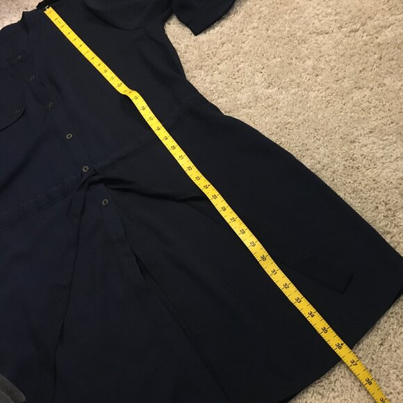 Navy Blue Military Button Down Tunic Dress - Picture 14 of 15